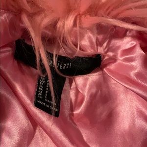 Pink oversized faux fur jacket